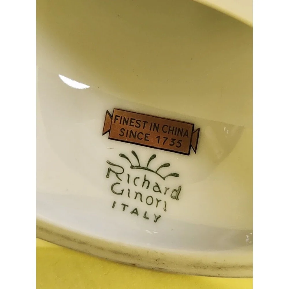 Richard Ginori Italy Porcelain Pedestal Cake Stand Taormina Tazza Gold Floral